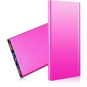 20000mAh Power Bank Ultra-thin External Battery Pack Phone Charger Black/Rose Glod/Hot Pink Hot Pink