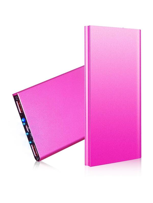 20000mAh Power Bank Ultra-thin External Battery Pack Phone Charger Black/Rose Glod/Hot Pink Hot Pink