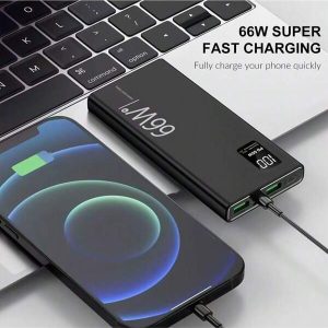 Power Bank 20000mAh Portable Charger 66W Max LED Display External Backup Battery Charger Compatible With HUAWEI & REDMI Series, For IPhone 13/12 Pro Black