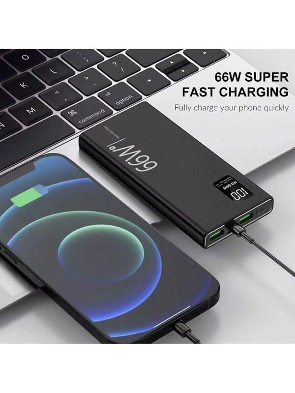 Power Bank 20000mAh Portable Charger 66W Max LED Display External Backup Battery Charger Compatible With HUAWEI & REDMI Series, For IPhone 13/12 Pro Black