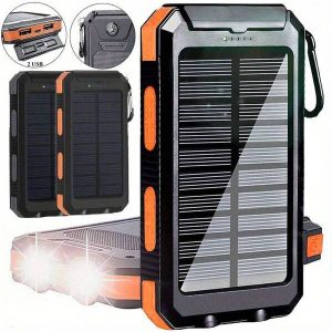 2024 20000mAh Power Bank Super USB Portable Solar Charger Power Bank Orange