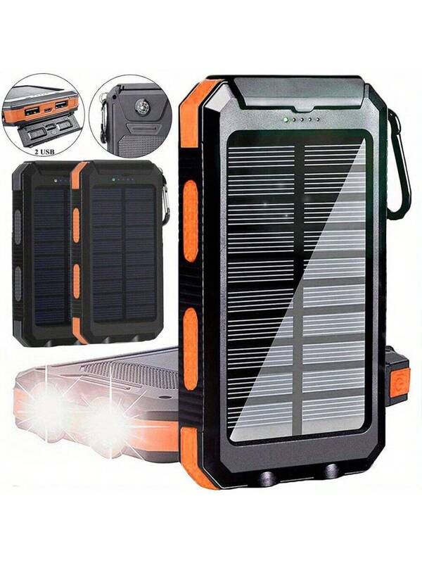 2024 20000mAh Power Bank Super USB Portable Solar Charger Power Bank Orange