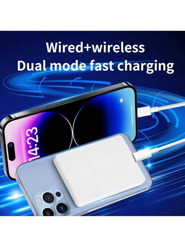 Magnetic Wireless Power Bank, 5000mAh Portable Mobile Power Bank, Ultra-Thin Wireless Portable Charger, Strong Magnetic Force, Portable Lanyard Design, Surface Feel Oil Process, Suitable For IPhone16/15/14/13/12 Series White