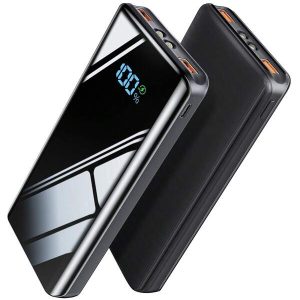 Portable Power Bank With 20000mAh High-Capacity, Digital Display, And USB-C 22.5W Fast Charging Support, Compatible With IPhone, Android Phones, And Tablets, Lightweight And Slim, Ideal External Charger For Camping, Hiking, And Travel. Black