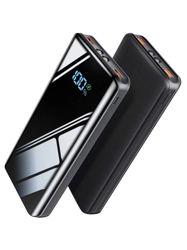 Portable Power Bank With 20000mAh High-Capacity, Digital Display, And USB-C 22.5W Fast Charging Support, Compatible With IPhone, Android Phones, And Tablets, Lightweight And Slim, Ideal External Charger For Camping, Hiking, And Travel. Black