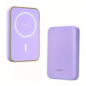 5000mAh Mini Wireless Power Bank Battery Pack Portable Charger For IPhone 15 14 13 Pro Max Purple