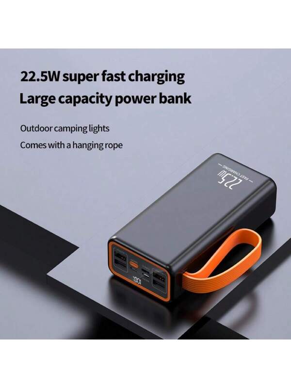 Portable Power Bank - Equipped With 22.5W Fast Charging, 30000mAh/50000mAh Large Capacity Output USB Port, Built-In LED Display Screen, Compatible With Smartphones And All USB Devices, Suitable For IPhone/Android Mobile Charging Devices, Compact And Lightweight For IPhone 16 15 14 13 12 11/Pro/Max/Plus/Mini/8/SE/X/XS, Airpods 4/3/2/Pro2/Pro Black