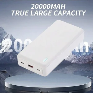 20000mAh Large Capacity Fast Charging Mobile Power Bank, Input Micro TYPE-C, USB C Block Bidirectional Input And Output PD20W, USB-A Output 22.5W, Suitable For Charging Android And Other Mobile Phones, Compatible With Most Electronic Products On The Market20000mAh Large Capacity Fast Charging Mobile Power Bank, Input Micro TYPE-C Bidirectional Input And Output PD20W, USB-A Output 22.5W, Suitable For Charging Android And Other Mobile Phones, Compatible With Most Electronic Products On The Market White