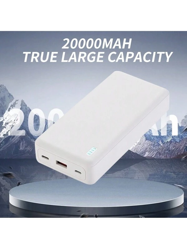 20000mAh Large Capacity Fast Charging Mobile Power Bank, Input Micro TYPE-C, USB C Block Bidirectional Input And Output PD20W, USB-A Output 22.5W, Suitable For Charging Android And Other Mobile Phones, Compatible With Most Electronic Products On The Market20000mAh Large Capacity Fast Charging Mobile Power Bank, Input Micro TYPE-C Bidirectional Input And Output PD20W, USB-A Output 22.5W, Suitable For Charging Android And Other Mobile Phones, Compatible With Most Electronic Products On The Market White